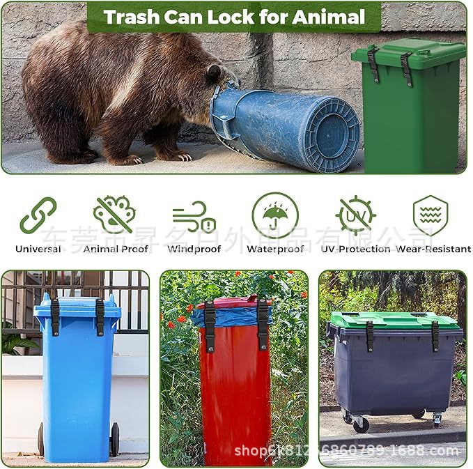 Trash Can Lid Lock, Outdoor Adjustable Trash Can Strap, Safety Belt, Trash Can Lid Strap, Original Product