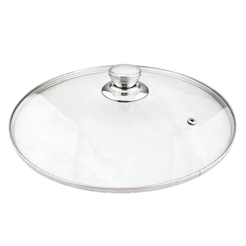 Factory Direct Sales G-Shaped Pot Lid Household Wok Lid Tempered Glass Pot Lid Anti-Fall Pot Lid Does Not Include Handle