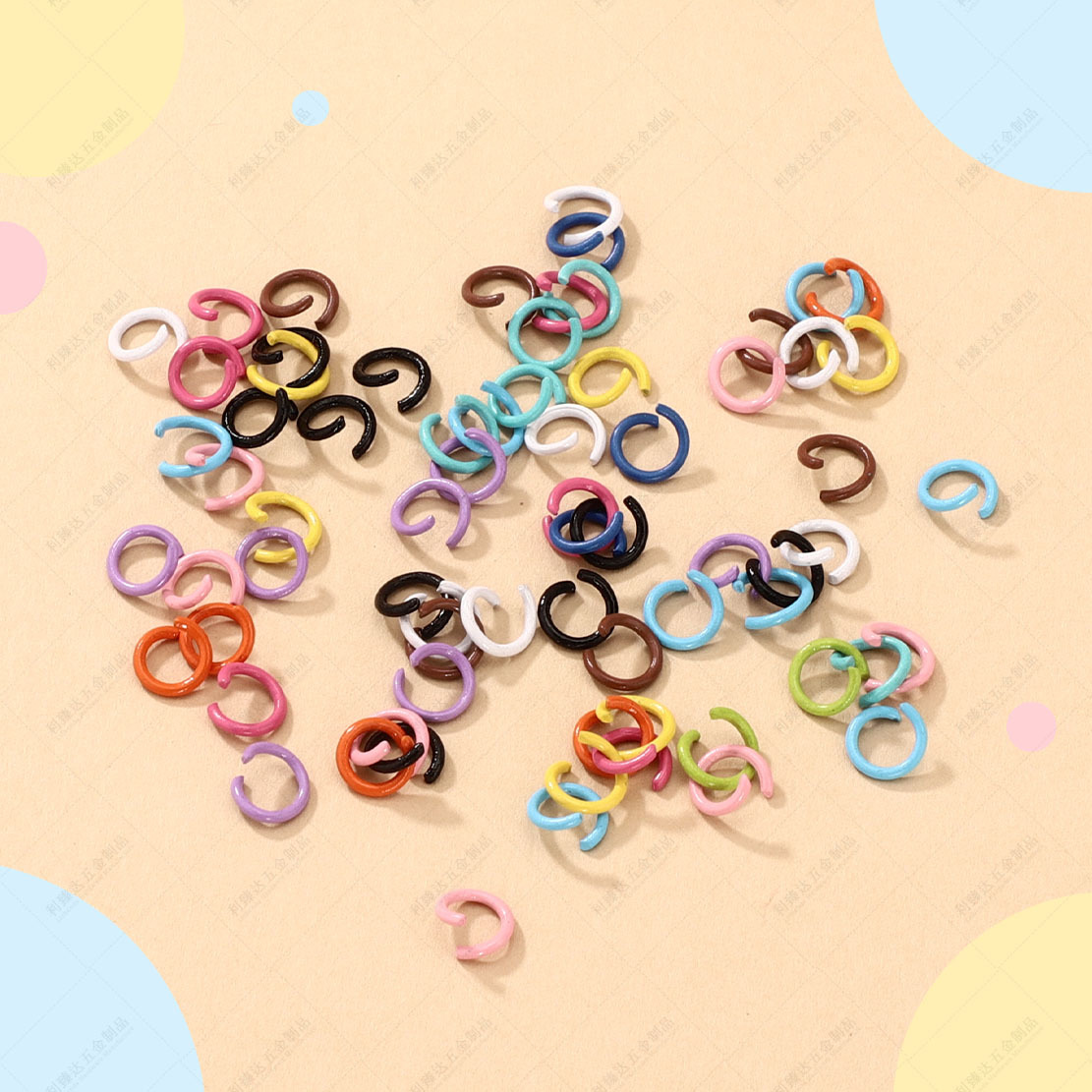 Open Ring Colorful Paint DIY Handmade Material Open Ring Candy Colorful Texture Metal Jewelry Connection Accessories