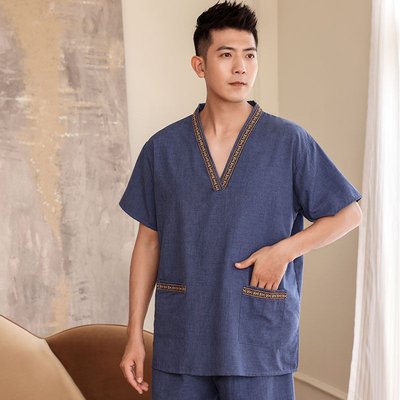 New high-end female couple suit sweat steaming clothes pure cotton sweat-absorbent bath clothes men's Bath center plus size sauna clothes wholesale