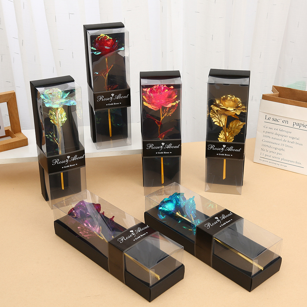 Креативный подарок на День святого Валентина цветная роза из золотой фольги новый подарок на Танабата
