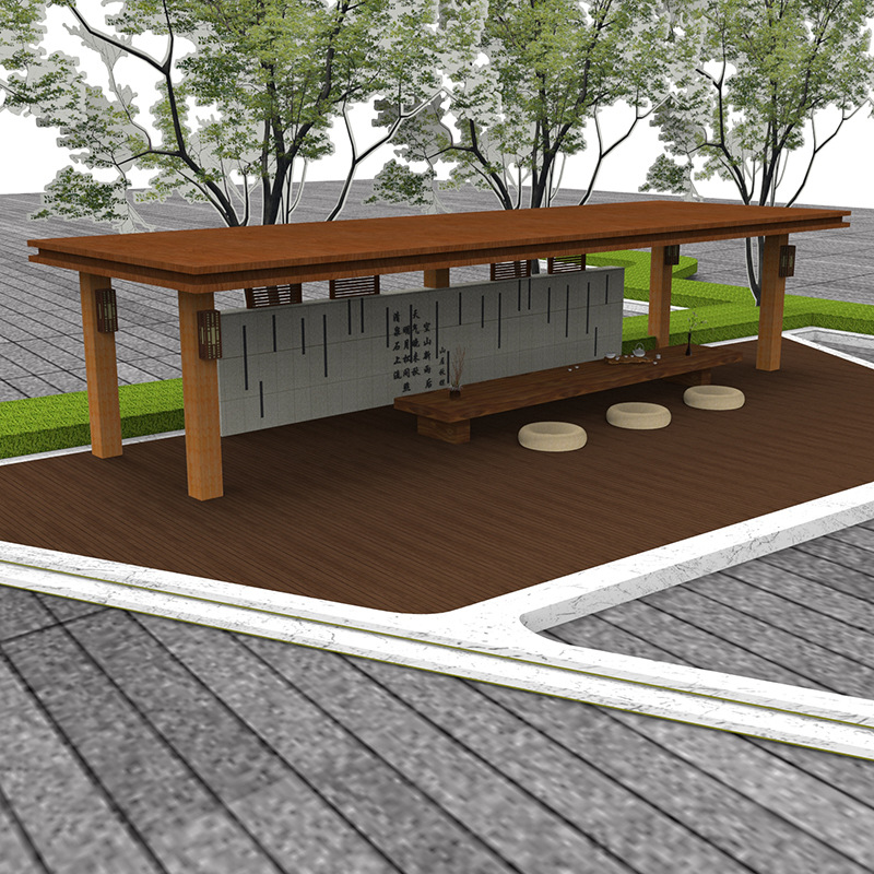 New Chinese-Style Villa Pavilion Outdoor Courtyard Aluminum Alloy Flat-Top Glass Pavilion Sunshade Garden Park Landscape Pavilion