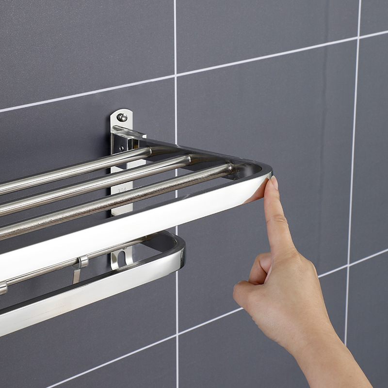 Stainless Steel Towel Rack 304 Bath Towel Rack Punch-free Toilet Rack Hotel Bathroom Rack Storage Rack