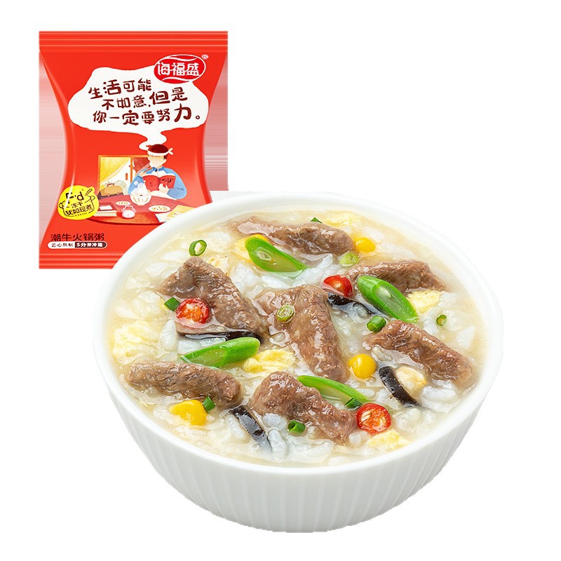 Haifusheng Freeze-Dried Instant Porridge Breakfast Bagged Preserved Egg Lean Meat Porridge Ready-To-Eat Food Nutritious Meal Replacement Porridge Instant Breakfast