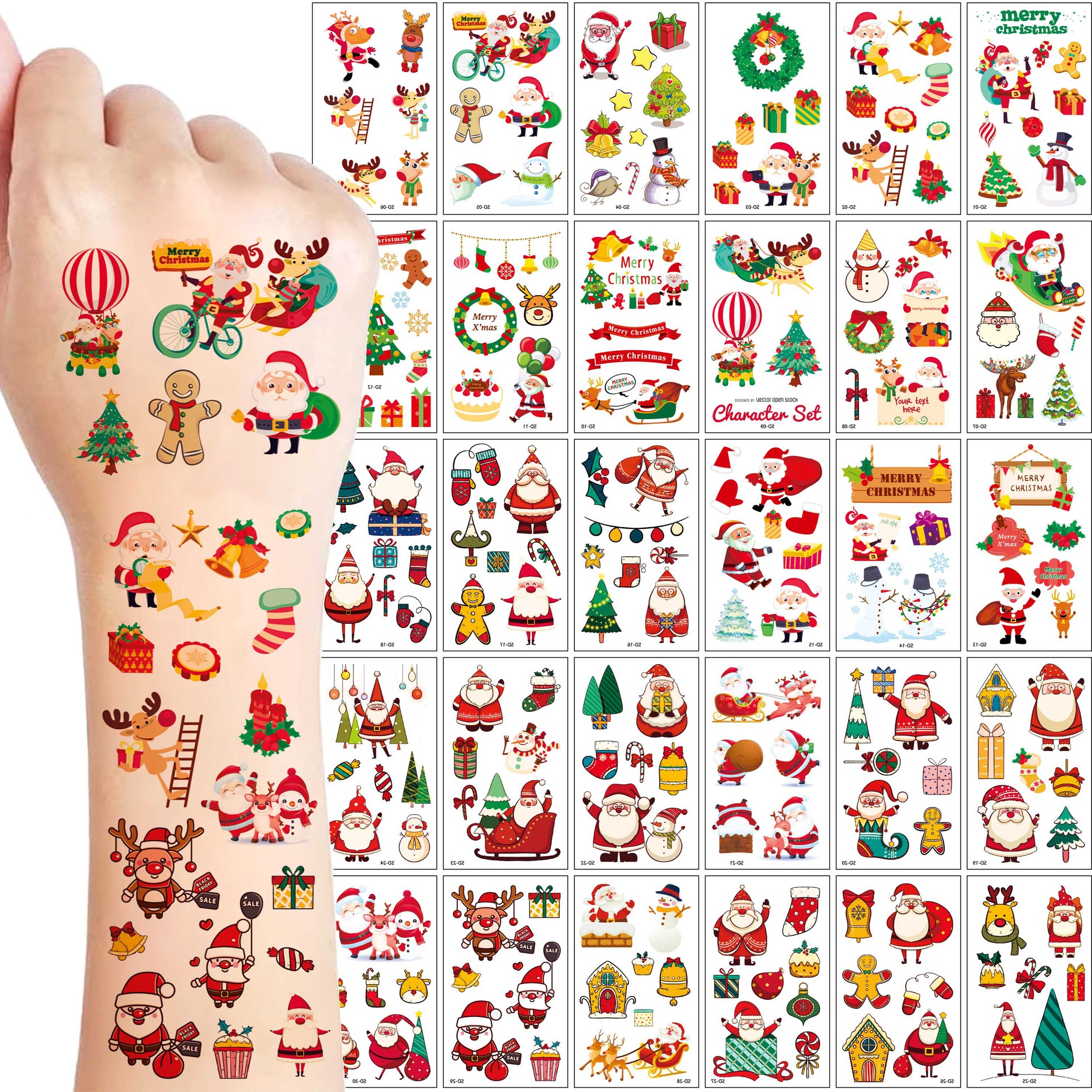 Cross-border New Cartoon Christmas Tattoo Sticker Advanced Sense Children's Cute Santa Claus Gift Arm Tattoo Sticker