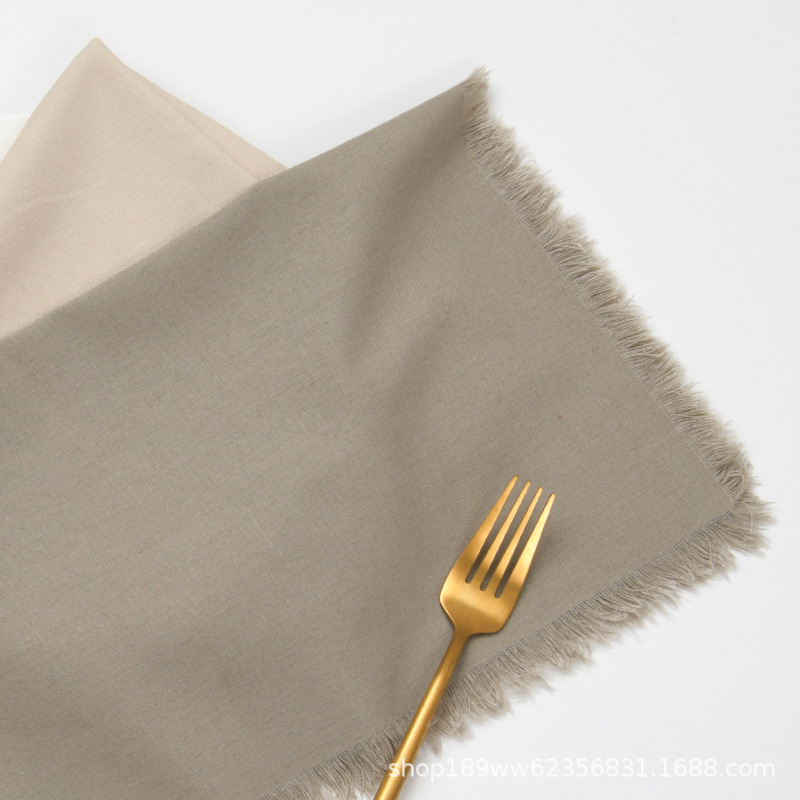 Simple wind linen cotton with tassel towel cloth placemat Japanese style cotton and linen tea towel Western wedding banquet napkin wholesale