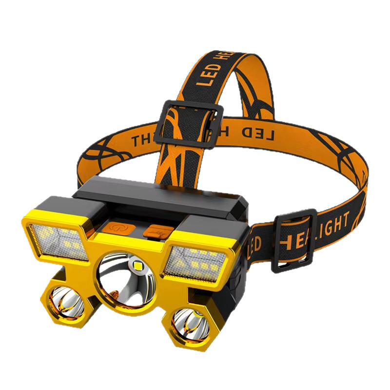 Cross-border new bright headlight led five-headed aircraft lamp usb rechargeable head-mounted small flashlight outdoor miner's lamp headlight
