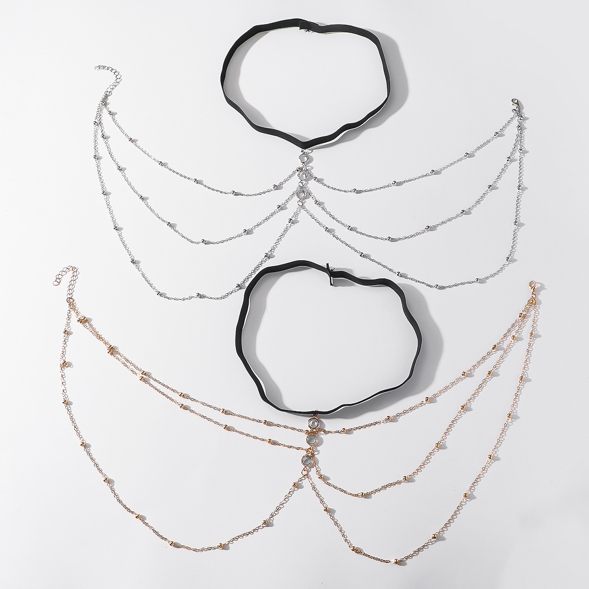 European and American Trendy Rhinestone Elastic Leg Chain Women's Fashion Rhinestone Thigh Chain Simple Street Shooting Chain Beach Accessories Ready Stock