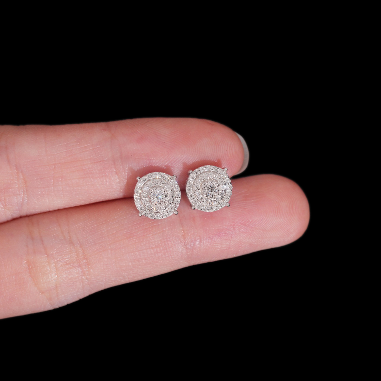 Amazon's New S925 Silver Inlaid Laboratory-Grown Diamond Hip-Hop Earrings 8 mm Round European and American Men and Women