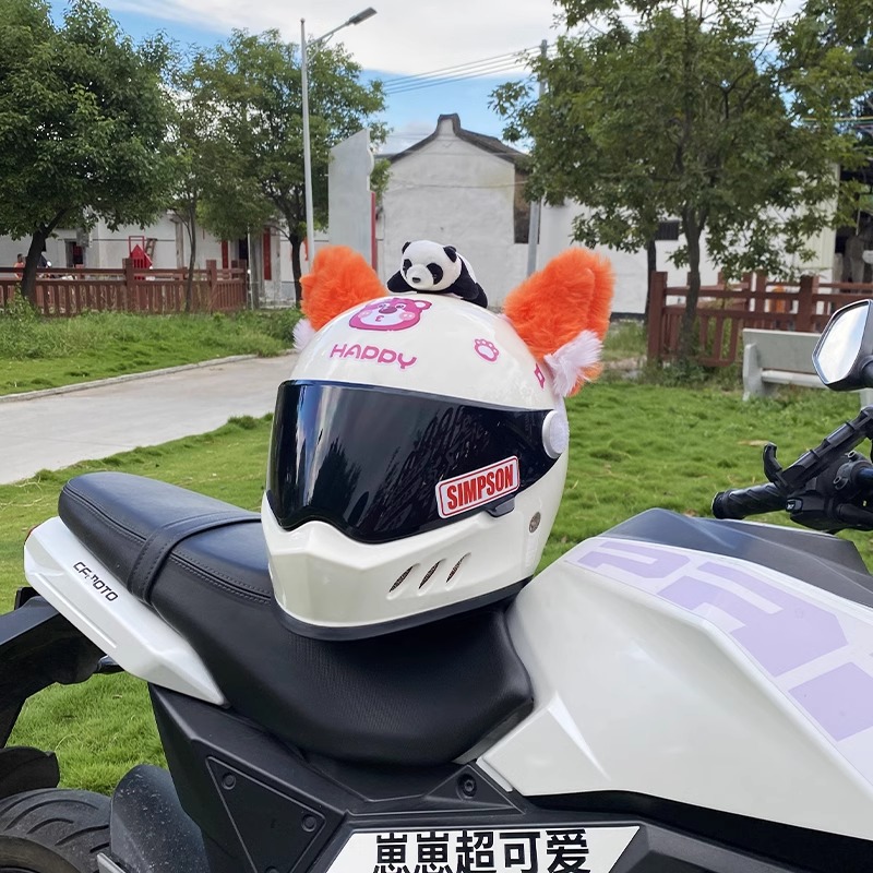 Imitation Rabbit Hair Soft Orange Cat Ear Helmet Decoration All-match Creative Detachable Velcro Decoration Helmet Half Helmet