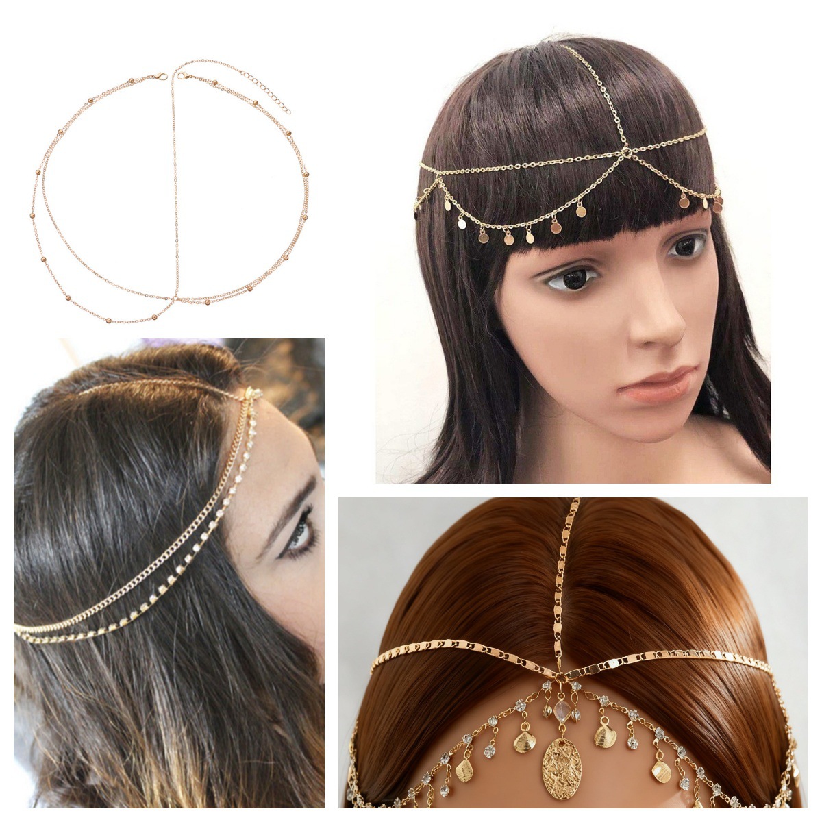 Европейские и американские кросс-бодер ювелирные изделия, богемный стиль модные аксессуары, многослойная элегантная роскошная модная повязка на голову с пайетками