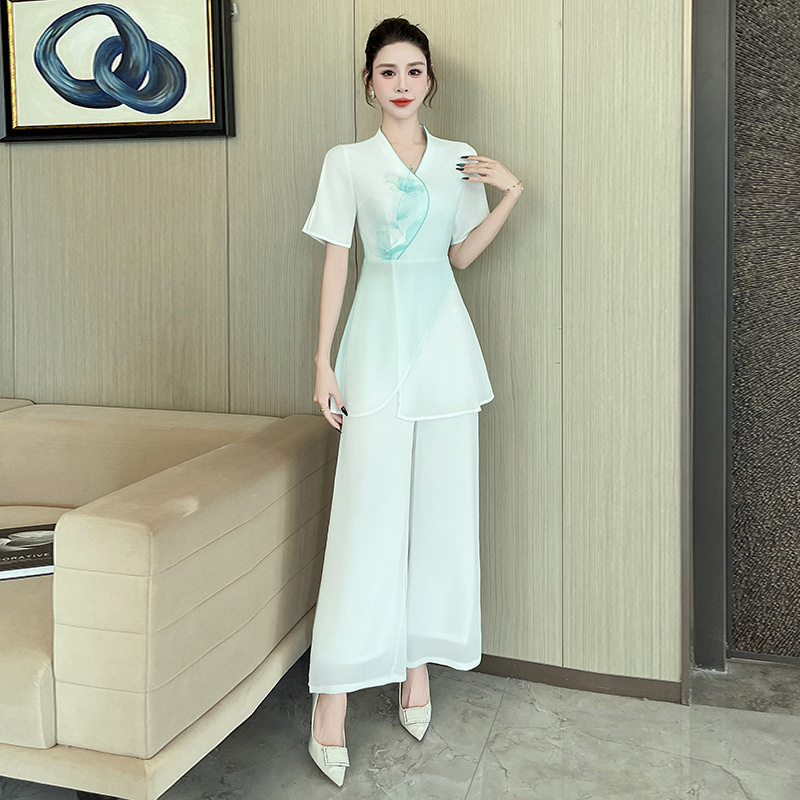 Spring and summer 2025 new foot therapy overalls women's beauty salon massage spa health suit Chinese gradient -1512