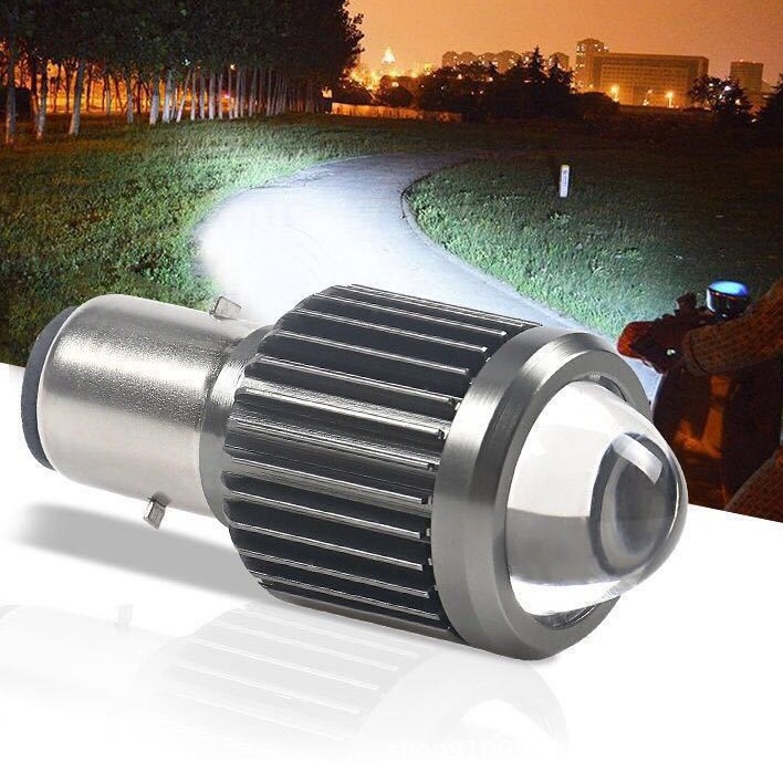 Motorcycle electric car headlights led yellow and white double light with lens small steel gun 3570 lamp beads manufacturers wholesale