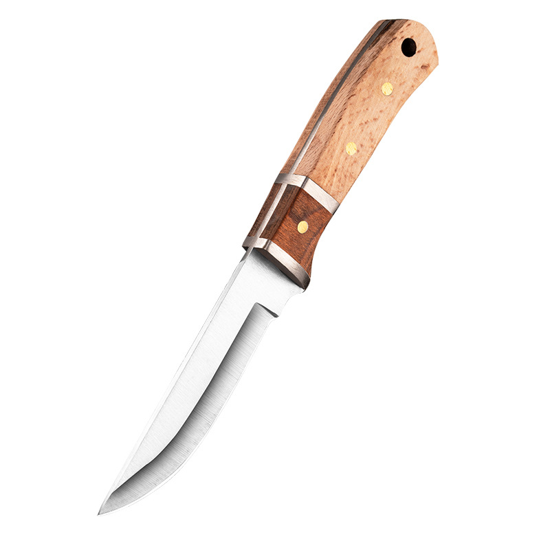 Mongolian Small Knife with Copper Head, Wooden Handle, Household Fruit Knife, Outdoor Portable Meat Knife, Wholesale Stainless Steel