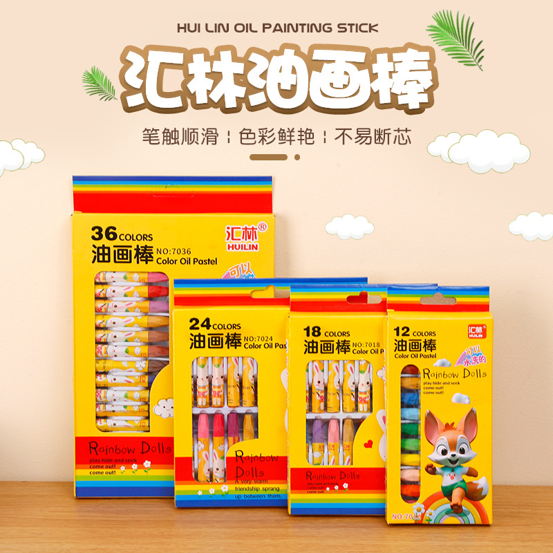Hexagonal 24-Color Oil Pastels Children's Crayons Washable Drawing Pens 12 Colors for Children