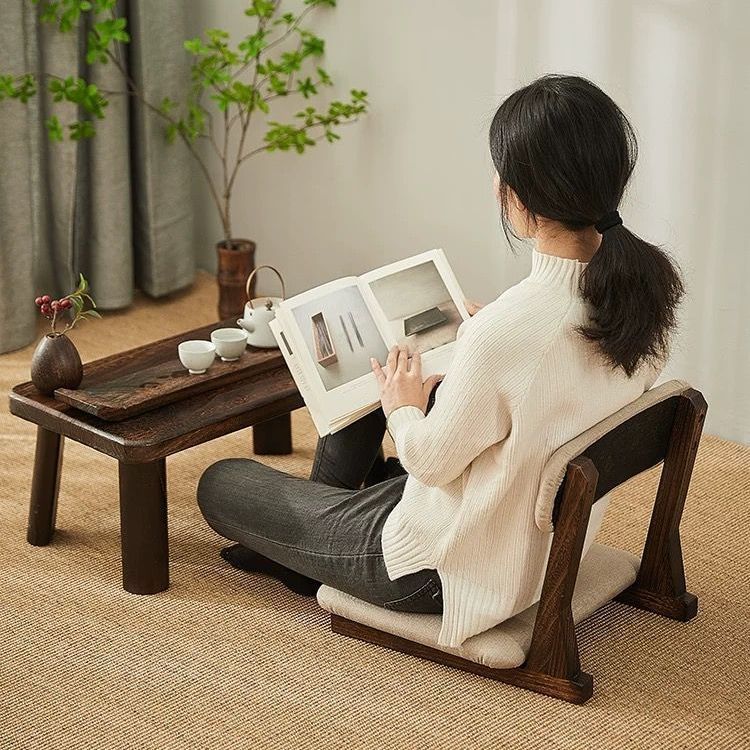 Tatami Chair for Home Use, Chinese-Style Balcony Bay Window Bedroom Lazy Chair, Square Simple Bed Backrest Chair, Legless Chair