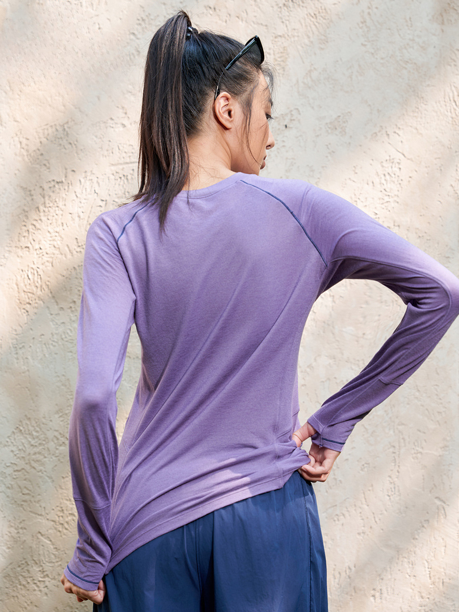 Zhejiang Xichen New Outdoor Women's Merino Wool Quick-Dry Merino Running Yoga Color-Block Long Sleeve