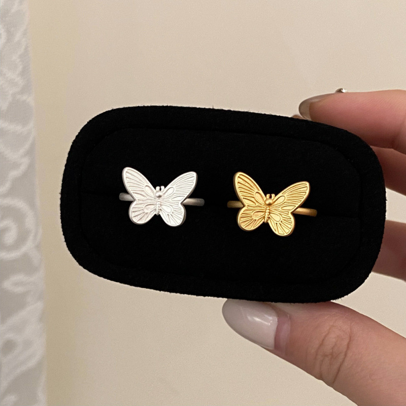 Casual Elegant, Matte, High-End Metal Butterfly Open Ring, Niche Design, Fashionable and Personalized Daily Accessories