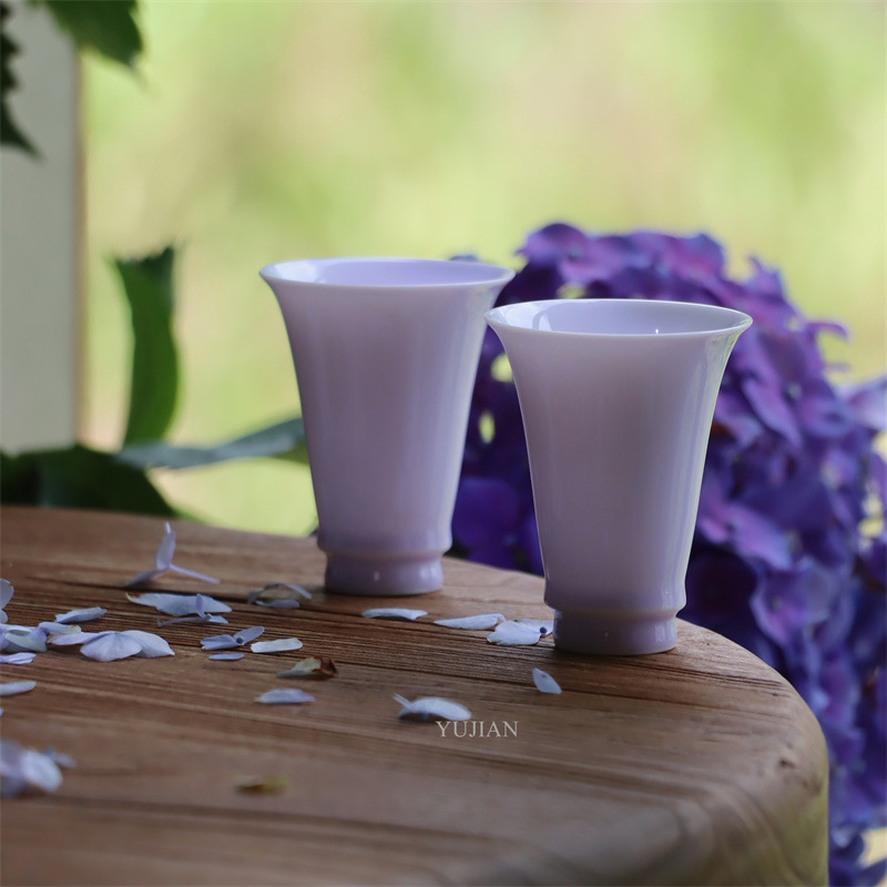 Dehua White Porcelain Small Tea Cup Single Cup Fragrance Cup Fragrance Gathering Personal Tea Cup Flavor Purple Universal Kung Fu Tea Cup