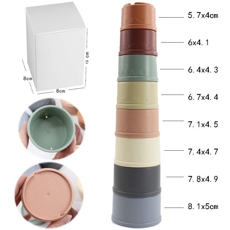 Round stacking Cup 8PCs stacking music set Cup infant toy hand-eye coordination size early education Foreign trade cross-border CPC