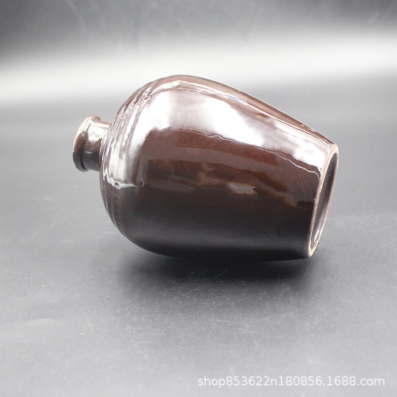Manufacturer Wholesale 0.5kg Small Mouth Stoneware Ceramic Wine Bottles, Black Glazed Ceramic Liquor Jars and Wine Jars, Large Quantity Discounts