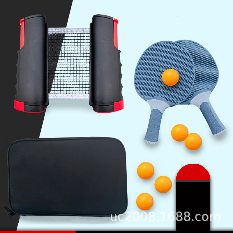Table Tennis Net Frame Export Standard for Home Use, Stretchable and Portable Net Posts, Table Tennis Racket Combination, Large Color Box Set Q