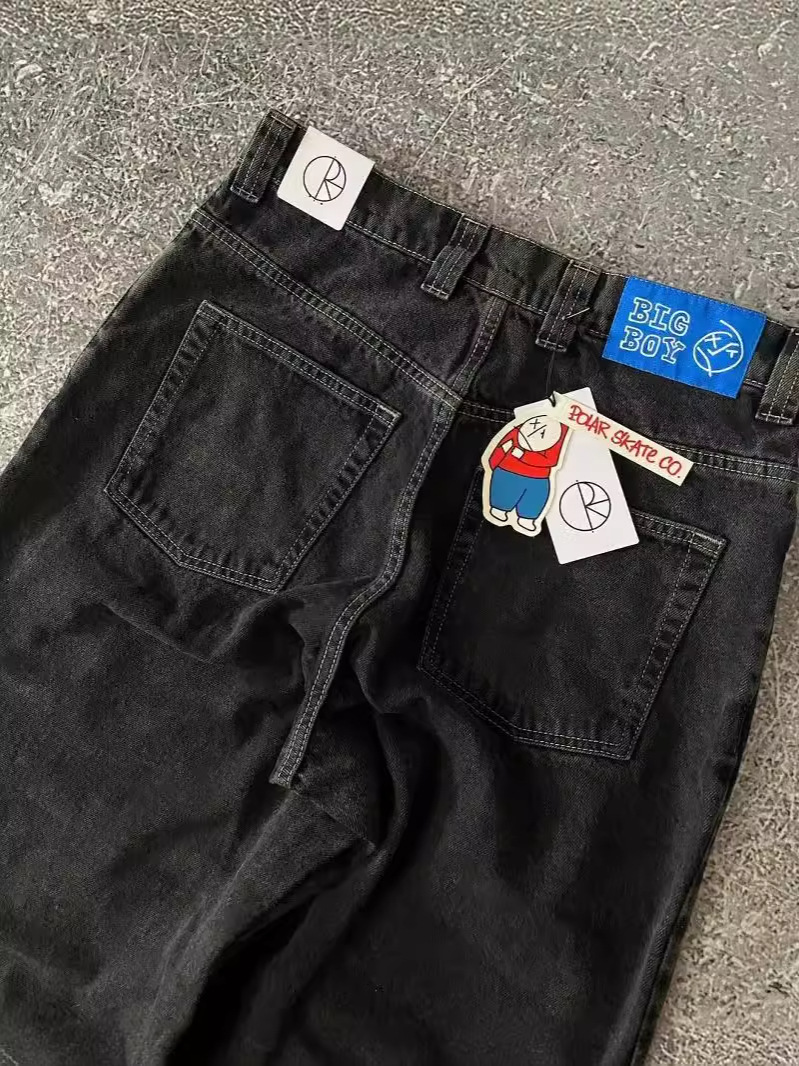 Streetwear Polar Big Boys Jeans Harajuku Gothic Hip Hop Cartoon Embroidery Loose Jeans