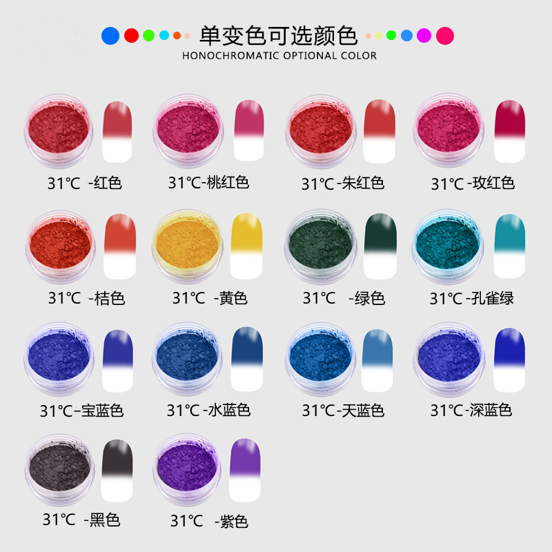 31-Degree Temperature-Sensitive Color-Changing Powder, Temperature-Changing Powder, Temperature-Sensitive Color-Changing Powder, Silicone Nail Art Craft Temperature-Changing Pigment, Temperature-Changing Color-Changing Material