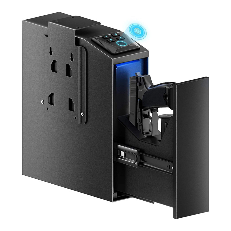 Hot Sale Amazon Push-pull Pistol Box Gun Box Blue Light Silent Fingerprint Password Gun Box Wholesale Pistol Box