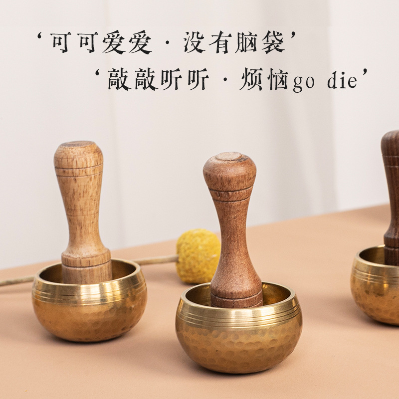 Nepalese Mini Singing Bowl Sanskrit Sound Bowl Yoga Meditation Bowl Sound Bowl Copper Chime Meditation Healing Copper Bowl Ornaments