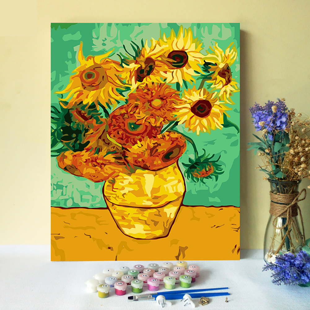 Van Gogh's Famous Painting DIY Digital Oil Painting Flower Coloring Wall Painting Source Factory Cross-Border Delivery Acrylic Painting