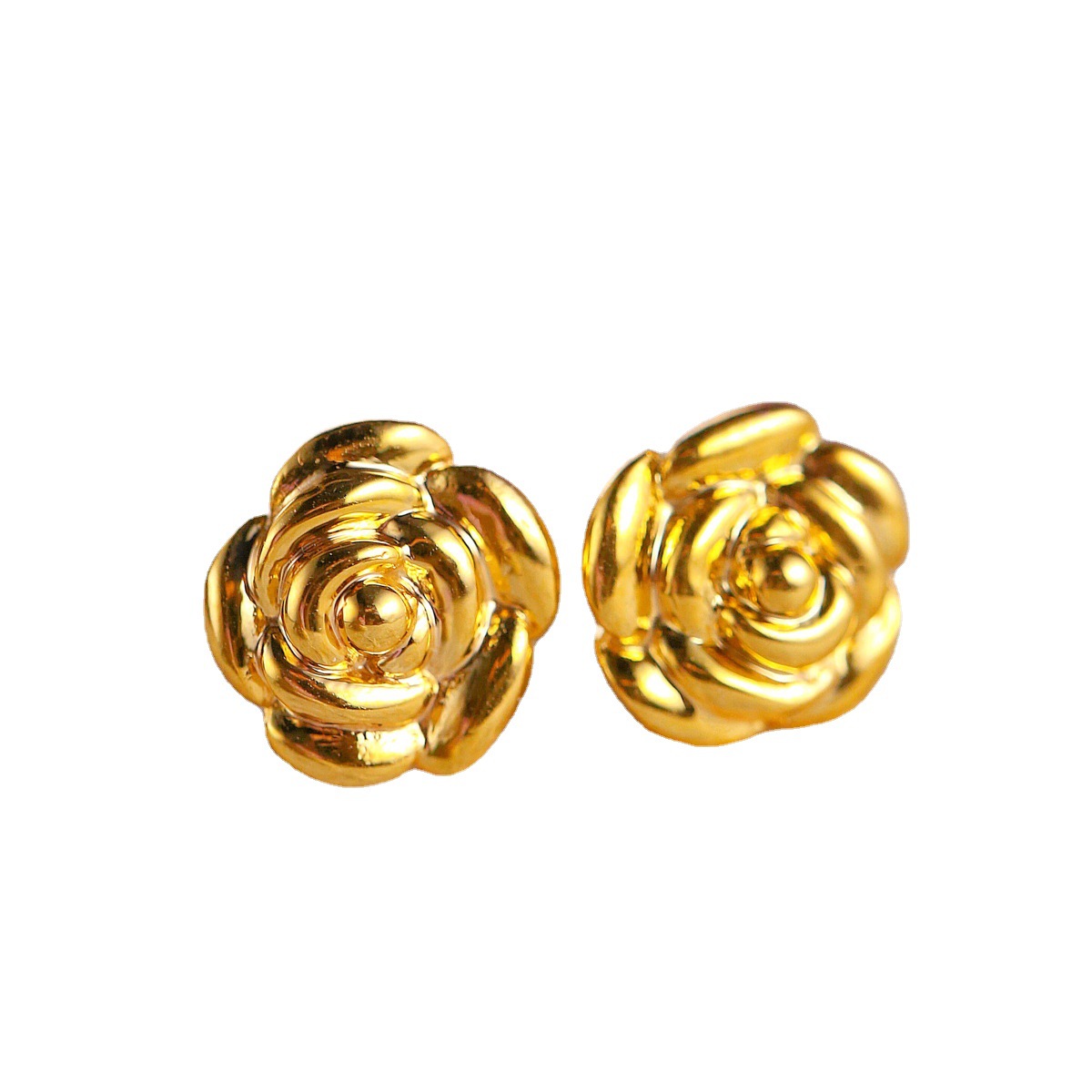 18K Gold Rose Flower Earrings Au750 Gold Three-Dimensional Flower Earrings for Women Trendy Fashion Mother-Of-Pearl Wholesale Jewelry