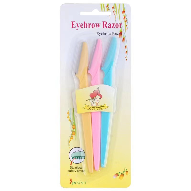 Three-pack factory wholesale eyebrow trimming knife sharp shaving knife eyebrow scraper eyebrow trimming beauty makeup eyebrow trimming tool