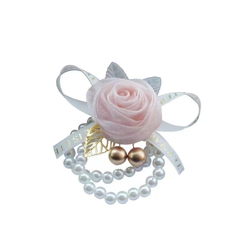 Bridesmaid wrist flower bride sisters hand flower high-grade wedding Mori Super fairy Korean pearl bracelet wedding dress