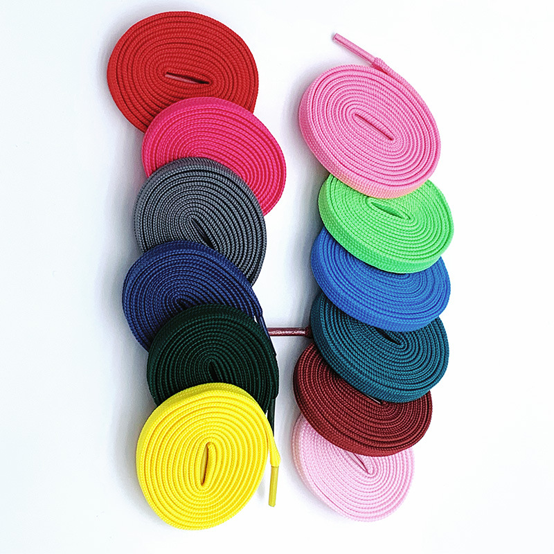 Factory creative new 10mm flat thick shoelaces wholesale color shoelaces polyester hollow flat shoelaces