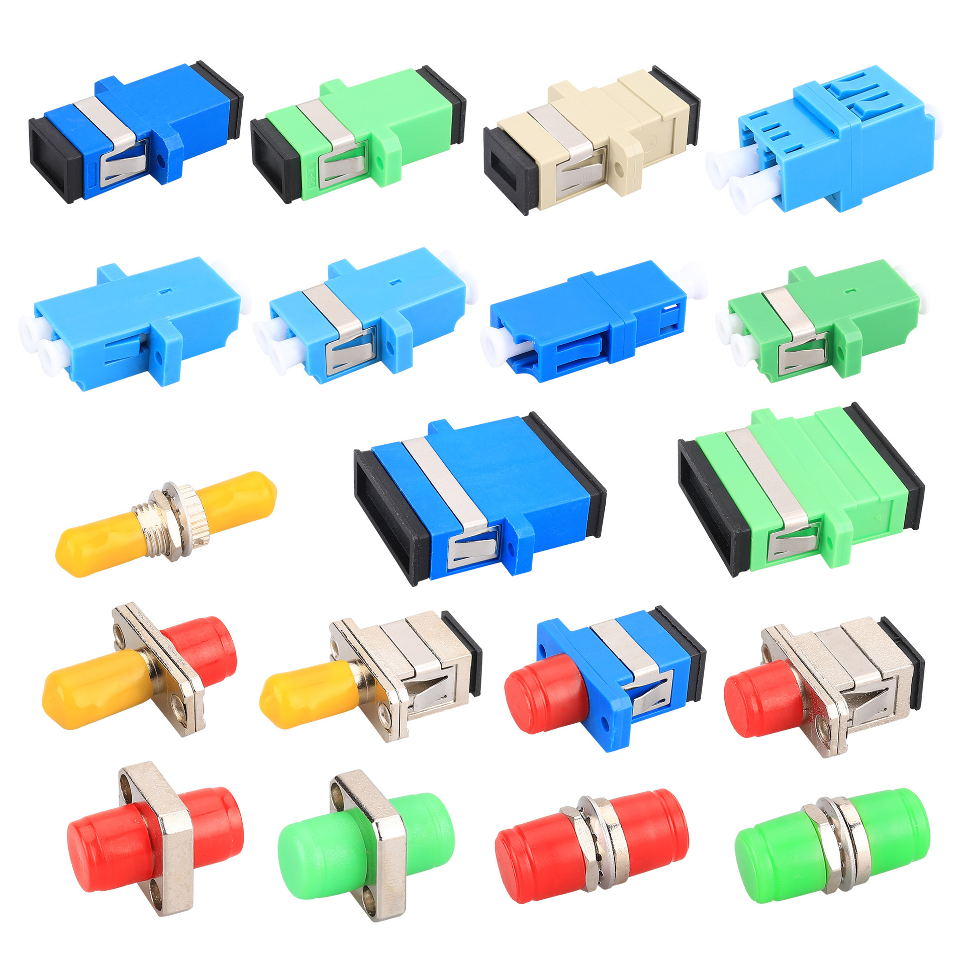 Telecom Grade Fiber Optic Flange Coupler Fiber Optic Connector SC-SC Interface Fiber Optic Adapter SC-FC Square Turn Round