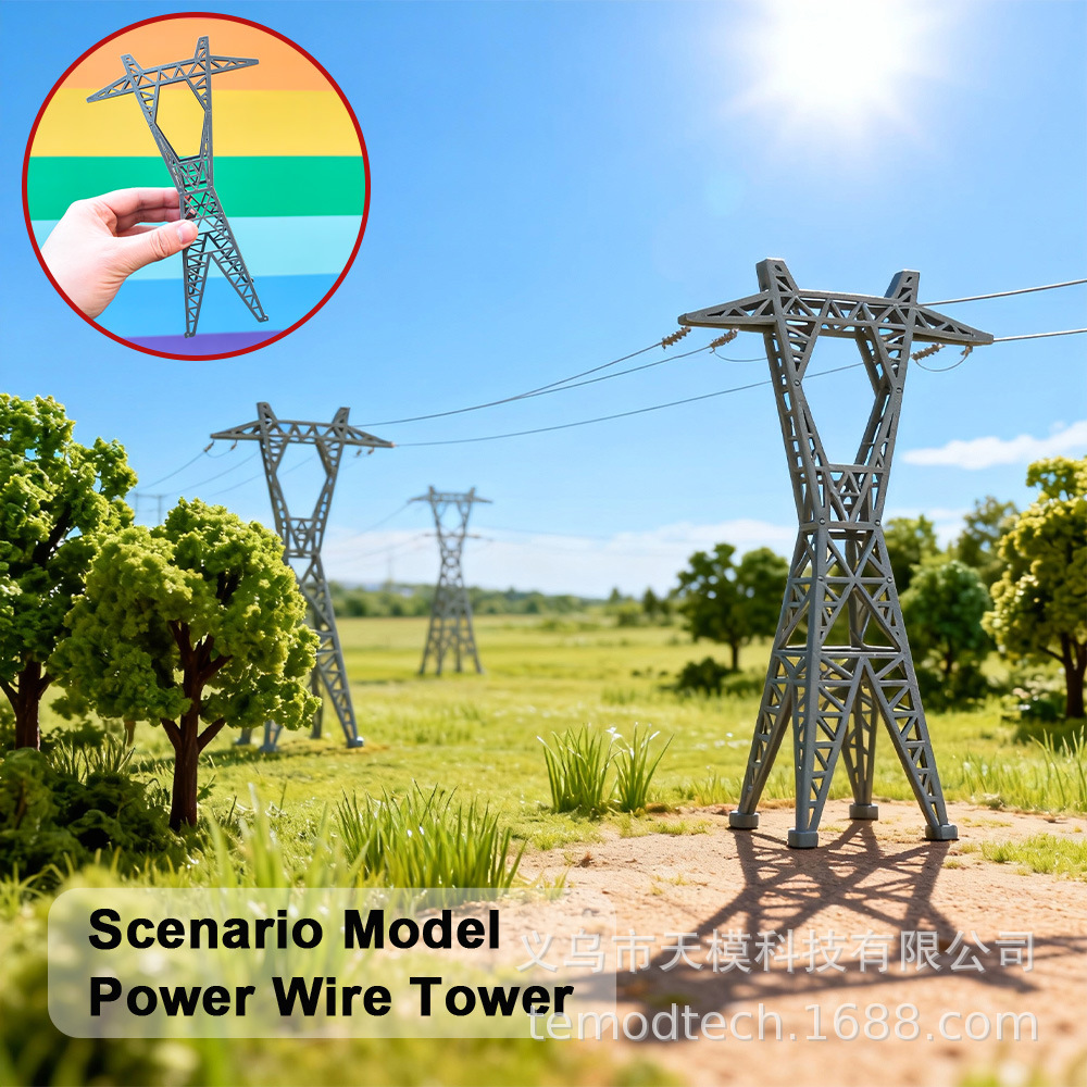 DIY Micro Landscape 1/150 Scale Mini Artificial Wire Tower Model Electric High-Voltage Tower Cable Wine Glass