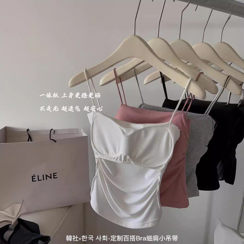 Trendy and Stylish Camisole with Built-In Bra Pads for Women, Suitable for Summer, Versatile and Slimming Outerwear, Tube Top