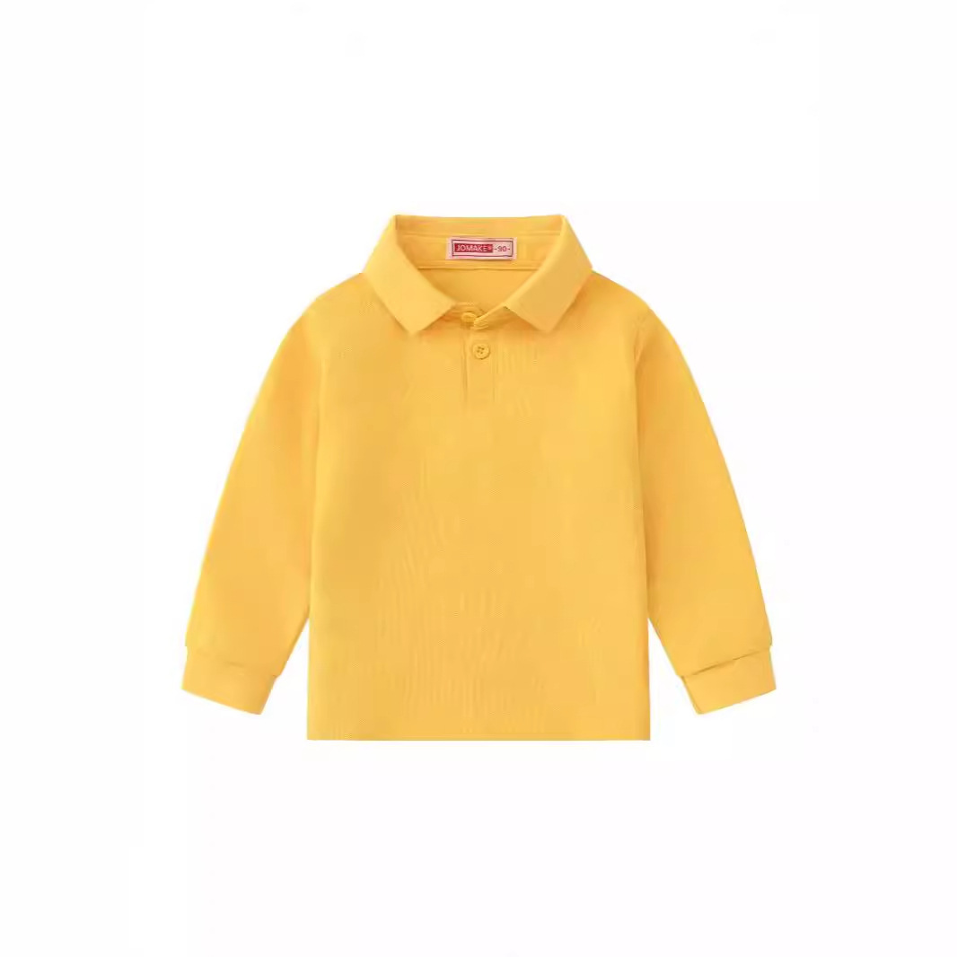 Autumn New Children's Clothing Cute Lapel Long-Sleeved Polo Shirt T-Shirt Pure Color Versatile Fresh Casual Top Wholesale