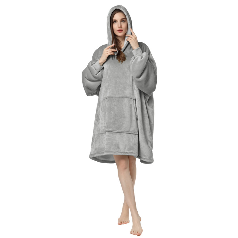 Thickened nightgown lazy people's clothing pullover fleece hooded TV blanket outdoor cold-proof clothing lazy people's pajamas wholesale