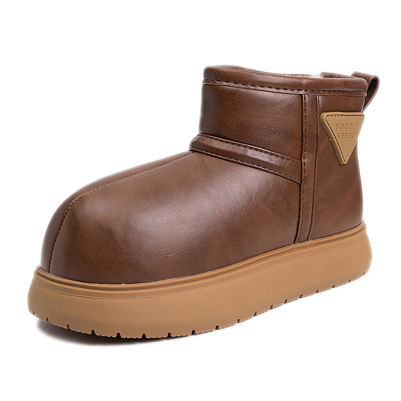 Boys' Snow Boots, Girls' Fleece-Lined Large Cotton Shoes, 2025 Winter New Waterproof Children's Short Boots, Warm Thickened Cotton Boots