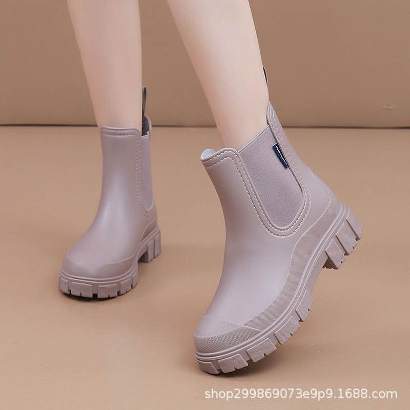 Export Fashionable Short Rain Boots, Women's Rain Boots, Elastic Boots, Non-slip Water Boots, Waterproof Shoes, Adult Wading Overshoes