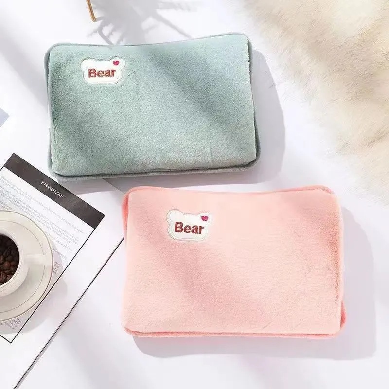 Popular Winter Hot Water Bottle, Refillable, Thickened with Rabbit Velvet, Silk-Like, Cute Hand Warmer for Students, Hot Compress Pv
