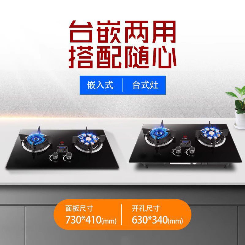 Gas Stove Double Stove Household Gas Stove Desktop Embedded Fierce Fire Stove Natural Gas Liquefied Gas Stove [Manufacturer]