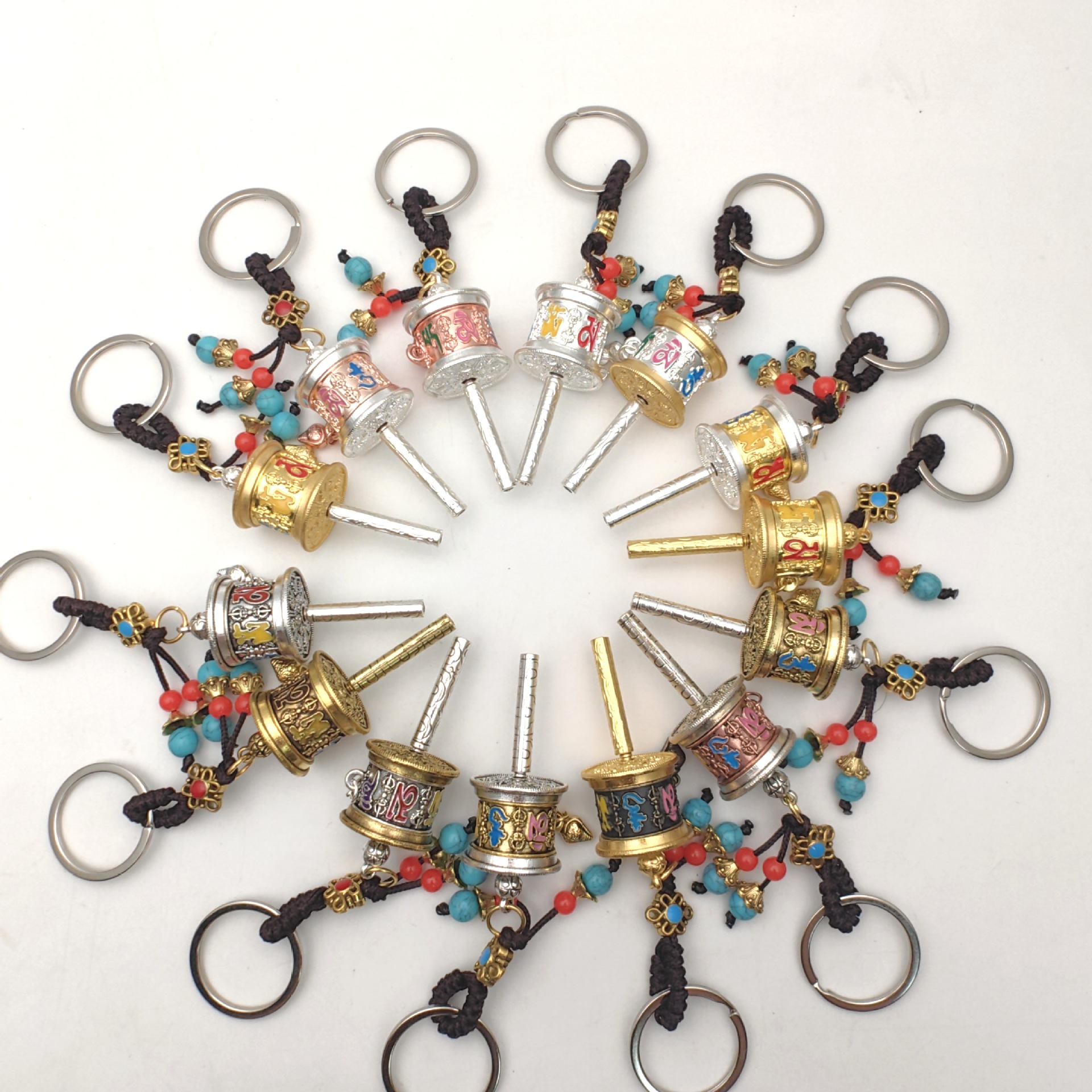 Xizang Prayer Wheel Six-Character Mantra Bag Keychain Pendant Pendant Jewelry Factory Wholesale