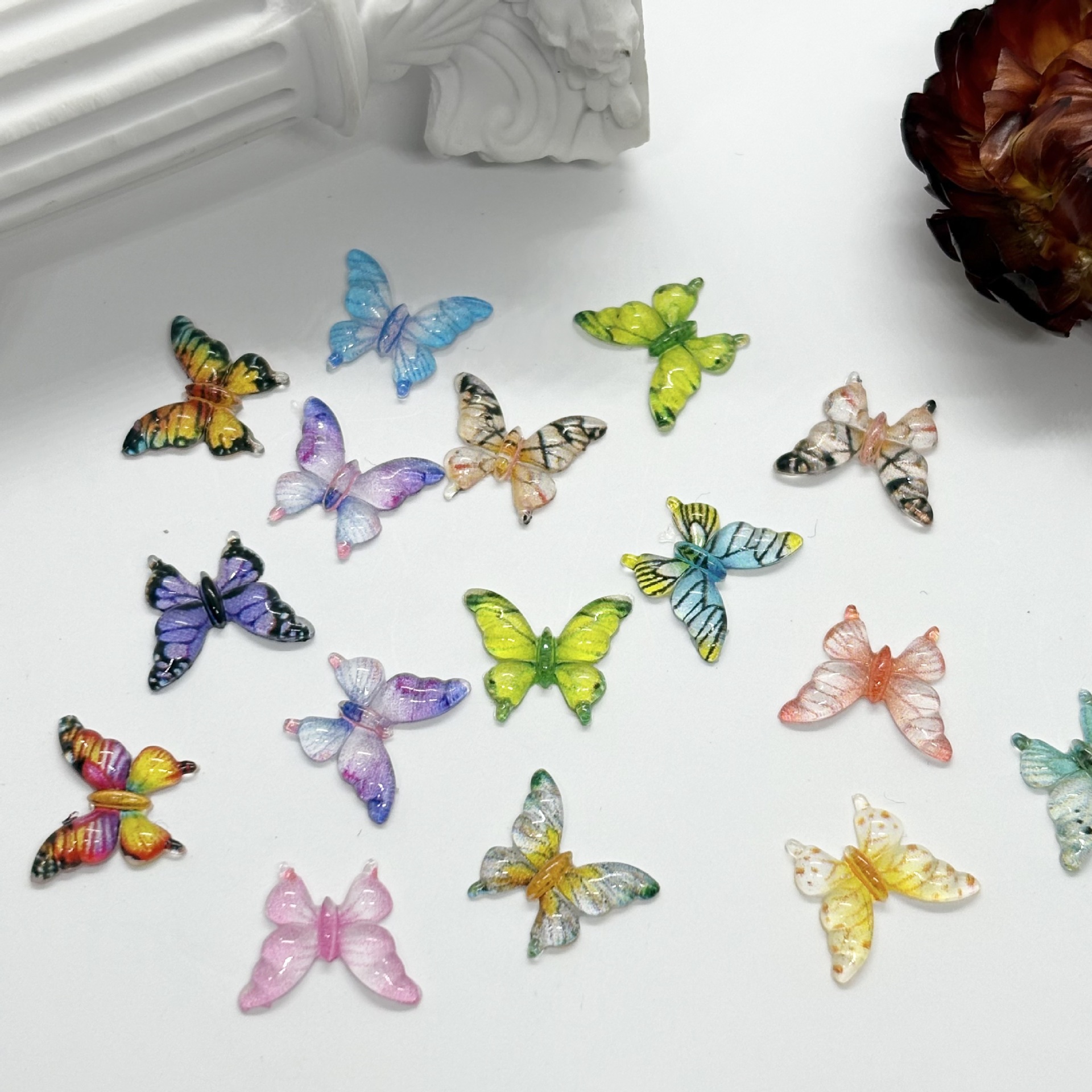 Hot-Printed Colorfulful Butterfly Nail Art Jewelry DIY Stereo Ice-Transparent Butterfly Wearable Nail Hairpin Earrings Accessories