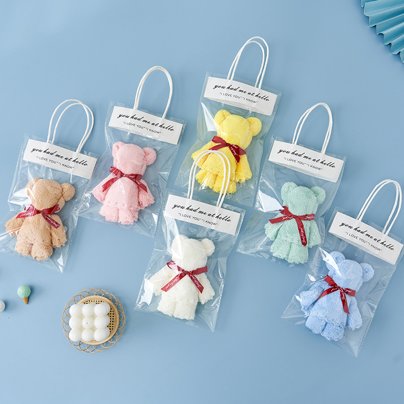 Coral Velvet Bear Towel Souvenir Small Towel Small Gift Towel Bear Handy Gift Wedding Souvenir Towel Baby