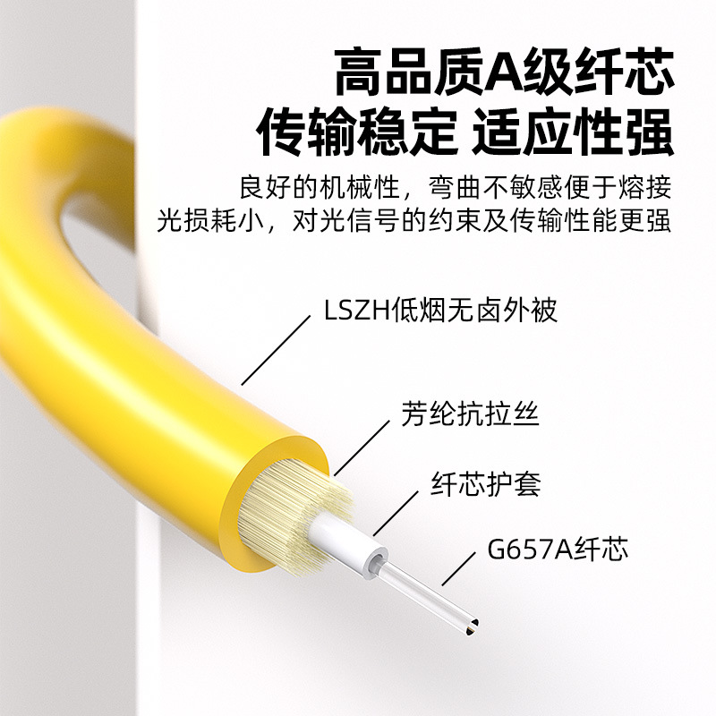 Rihai Kexin Factory Direct Sales Sc-Sc Fiber Optic Jumper Single-Mode Single-Core Square to Square Telecom-Grade Sc-Fc-Lc-S
