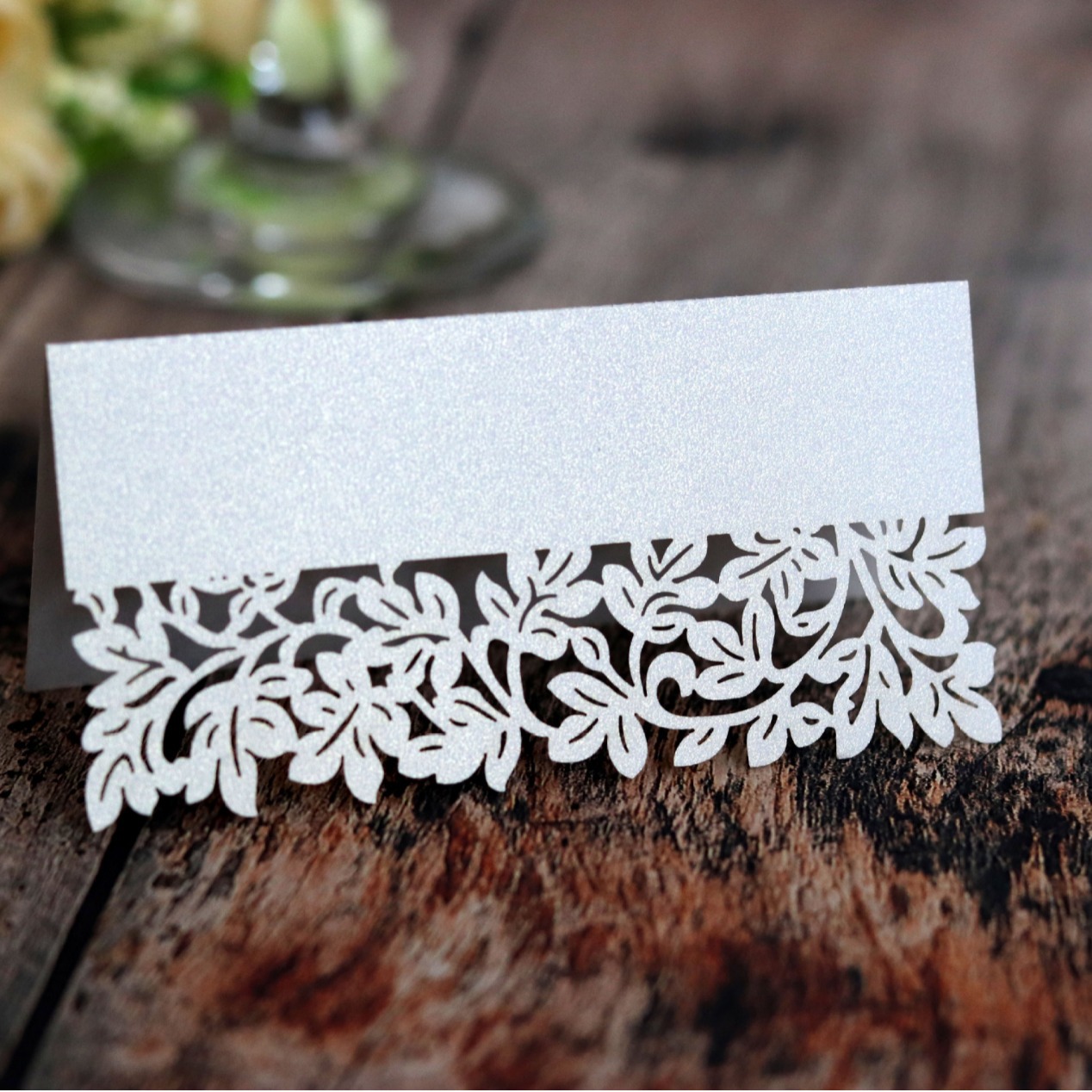 Export Amazon wedding laser three-dimensional seat card hollow leaf table card White butterfly name card wholesale