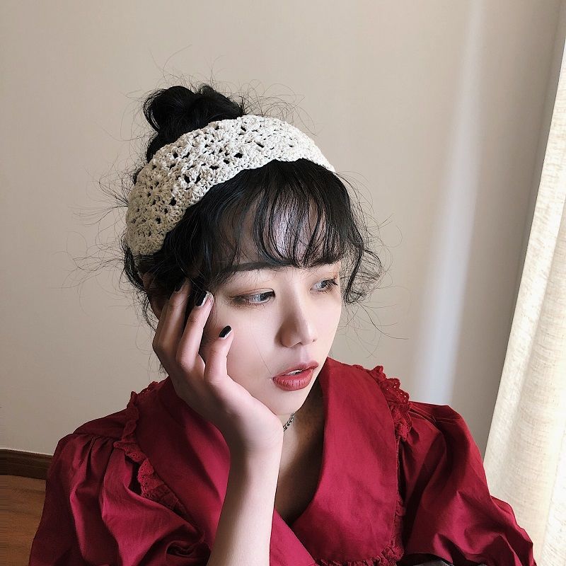 Trendy Knitted Headband Korean Ins Retro Hair Accessory Wide Headband Versatile for Mori Girls